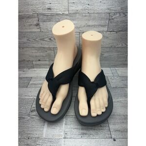 Clarks Cloudsteppers Sandals Womens Size 8 Black Gray Cushion Flip Flop Comfort